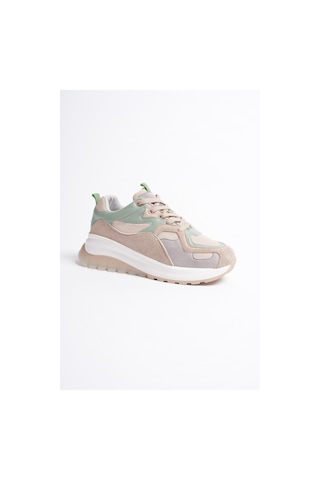 Mubiano Avira Kadın Bej Vizon Kalın Tabanlı Spor Ayakkabı Sneakers Bej