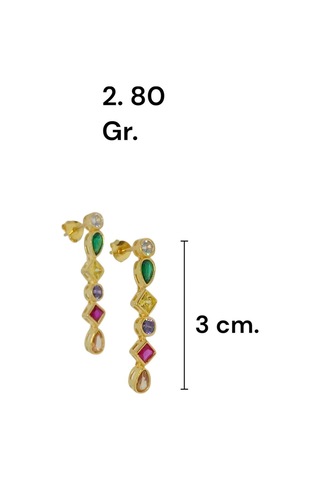 925 Ayar Gökkuşağı Renkli Taşlı Gümüş Küpe Zarif Ve Renkli Tasarım Gümüş