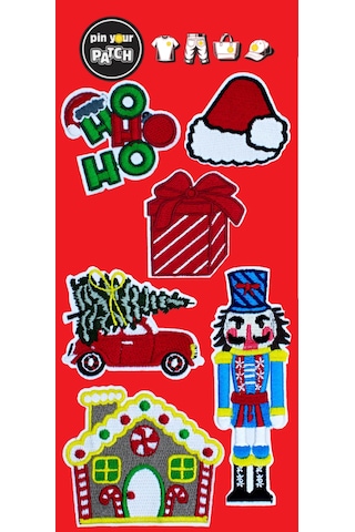 Pin Your Patch New Year Christmas Yeni Yıl Patch Set Patch Yama Seti Koyu Kırmızı