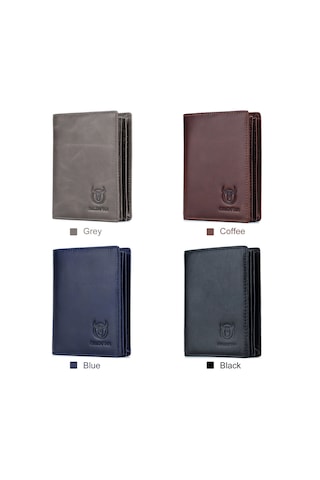 Hangfox Erkek Deri Cüzdan - 15 Kartlı, 2 Para Bölmeli, Anti-cızıltı, İlk Deri, Kalınlaşmış, Siyah 027 Modeli Siyah