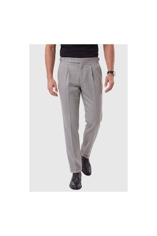 Deepsea Erkek Gri Safari Ceketli Slim Fit 2'li Takım Elbise Pileli Duble Paça Pantolon 2600723