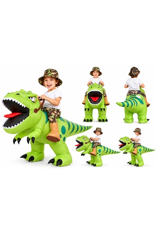 Çocuk Şişme Dinozor T-rex Kostümü Halloween Ve Parti Kostümü Hava Motoru Dahil