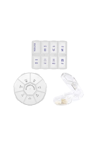 Yeiuyi7 Bir Haftalık Hap Kutusu Tablet Ayırıcı 3 Set Beyaz