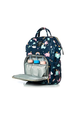 Lal Baby Fil Desenli Anne Bebek Bakım Sırt Çantası Lacivert