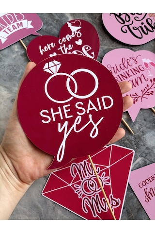 12'li Büyük Boy Bekarlığa Veda Konuşma Balonu Seti Kına Gecesi Bride To Be Bride's Team She Said Yes