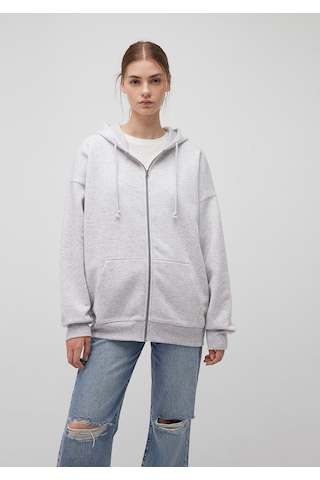 Mavi - Kapüşonlu Fermuarlı Gri Sweatshirt 1610221-80196 Gri