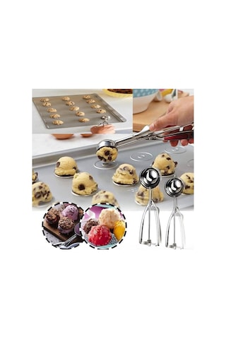 Optana Çelik Dondurma Kurabiye Hamur Ölçme Servis Sunum Kaşığı