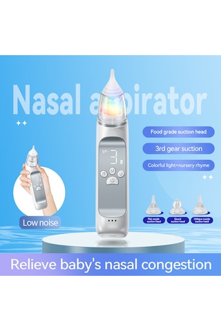 Yaozixa Bebek Elektrikli Burun Emici, 3 Seviye Süçme, 65kpa Maksimum G吸力, 58db Sessiz Çalışma, 10 Müzik, Renkli Işık, Dahili Pil, Depolama Kutusu, 3 Silikon Uç