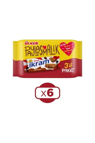 Ülker İkram Çikolata Kremalı Bisküvi 6'lı 3 x 84 G