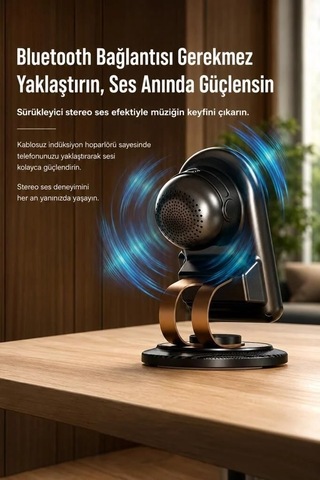 Jx061 Siyah Manyetik Telefon Tutucu Kablosuz Araç Aksesuarı Masaüstü Stant Teknolojik Ürün