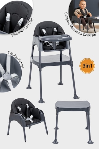 Wellgro Growup Çalışma Masalı Mama Sandalyesi, Siyah