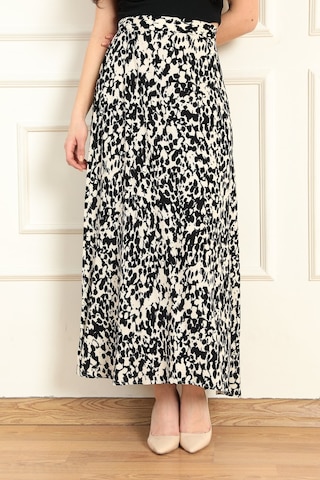 Modaplaza Kadın Desenli Etek 8003- Çok Renkli K24MBGD8003ETKSİYAH EKR Siyah - Ekru