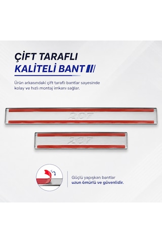 Peugeot 207 Krom Kapı Eşiği Takımı 2006-2012 Paslanmaz Çelik N11.3931