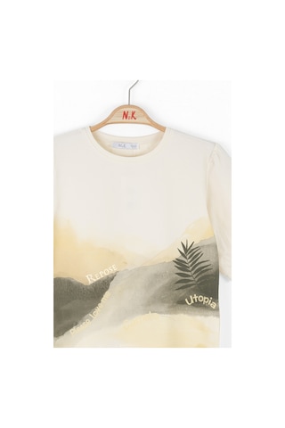 Xo Kids Kız Çocuk Tişort 8-14 Yaş 38379 Krem - Yeşil