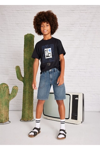 Erkek Çocuk Maksi Cepli Denim Şort Koyu Mavi 6204 Koyu Mavi