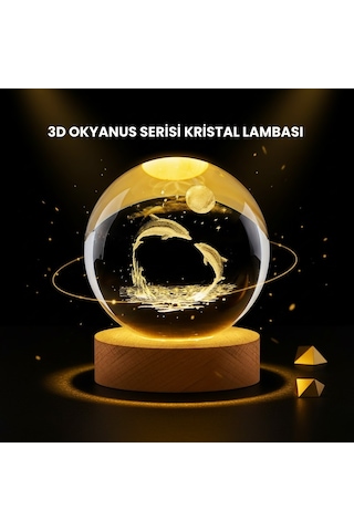 Led Işıklı Yunus Küre Ahşap Standlı Modern Dekoratif Aksesuar Diğer