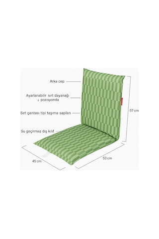 Flamingueo Blake Katlanır 6 Pozisyonlu Plaj Koltuğu Yeşil Yeşil