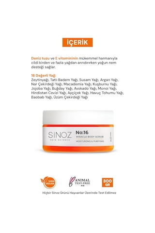 Sinoz No:16 Yoğun Nemlendirici ve Besleyici Vücut Peeling 300 G