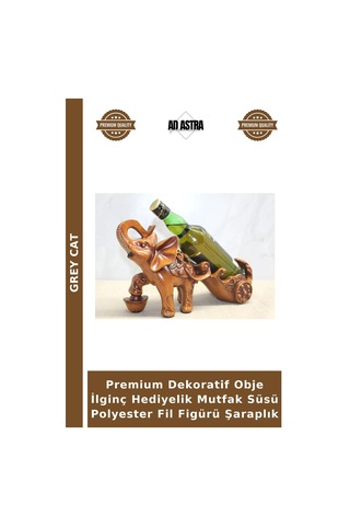 Premium Dekoratif Obje İlginç Hediyelik Mutfak Süsü Polyester Fil Figürü Şaraplık
