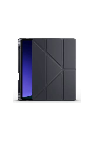 Galaxy Tab S9 Fe Kılıf Uyumlu Zore Tri Folding Kalem Bölmeli Standlı Kılıf-siyah Tablet Kılıfı