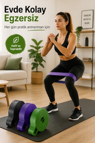 25-35-45 Kg Direnç Bandı Seti Kas Geliştirme Lastiği Fitness Pilates Cross Training Bant 3 Sertlik Karışık