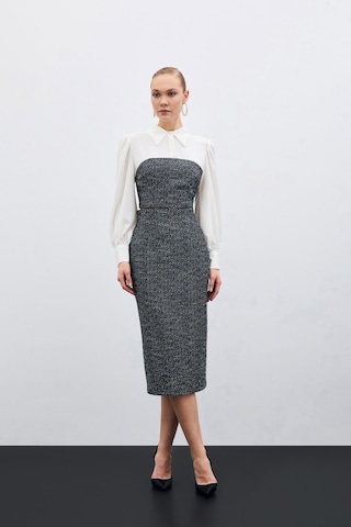 Sateen Tüvit Kalem Etek - Saks Mavi-135449 Saks Mavi