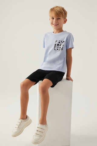 Mickey Mouse Stıl Mavi Erkek Çocuk Bermuda Takım 5274-42764 Mavi