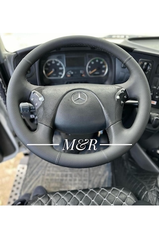 Mercedes Axor Araca Özel  Kaplama Deri Direksiyon Kılıfı Siyah
