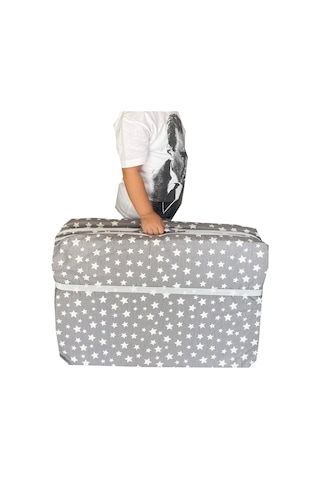 Katlanır Çocuk Yatağı Sünger Yatak Çocuk Oyun Minderi 60x120-4 Cm Gri Yıldız