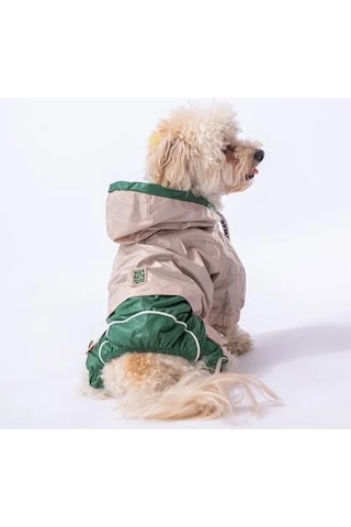 2as Polarlı Bej-yeşil Küçük Irk Köpekler İçin Su Geçirmez Yağmurluk Tulum M 142335