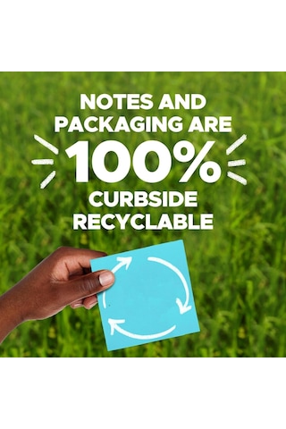 Post-it Süper Yapışkan%100 Geri Dönüştürülmüş Açılır Notlar, Oasis Koleksiyonu, 3 İnç X 3 İnç, 70 Yaprak,