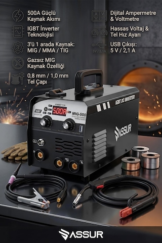 Mıg-500 500a Profesyonel 3'ü 1 Arada Mıg Mma Tıg İnverter Gazsız Gazaltı Kaynak Makinesi-3213