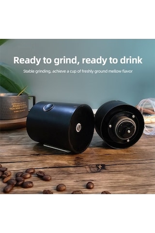 Ulzyvf Usb Şarjlı 12 Ayarlı Seramik Kahve Değirmeni - Taşınabilir Espresso, French Press İçin Fırça Hediyeli Siyah Siyah
