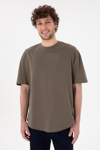 U.S. Polo Assn. Erkek Long Fit Bisiklet Yaka Vizon Basic Tişört 50305988-VR052