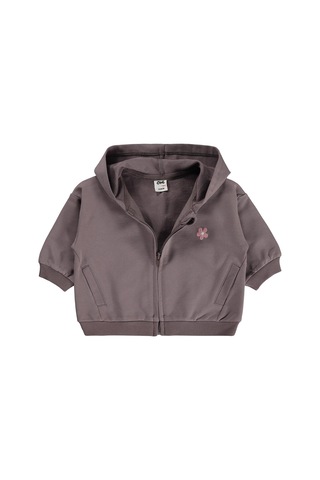Civil Baby Çiçek Nakışlı Basic 6-18 Ay Hırka - Kahve