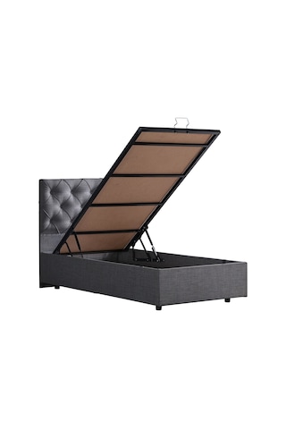 Setaymobilya Baza, Tek Kişilik Eylül Baza + Başlık + Comfort Yatak Seti, Gri