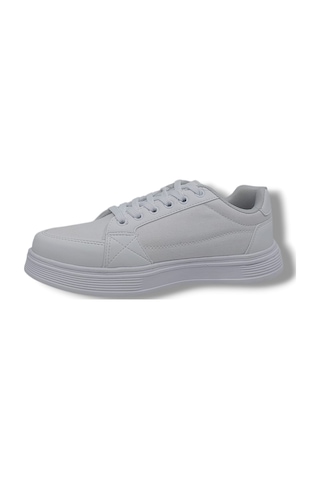 Zerhan Axıon 011 Unisex Beyaz Bağcıklı Şık Keten Spor Ayakkabı Beyaz