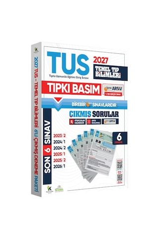 Karakutu Yayınları 2027 TUS Temel Tıp Bilimleri ÖSYM Çıkmış Soru Tıpkı Basım Son 4 Yıl 6lı Deneme Kitapçığı
