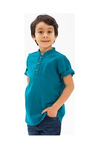 Eliş Şile Bezi Kısa Kol Şile Bezi Bodrum Erkek Çocuk Tshirt Petrol 3053