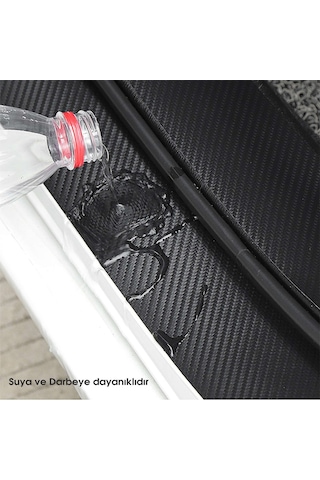 Chery Tiggo 7 Pro Logolu Karbon Kapı Eşiği Koruyucu Suni Deri 4'lü Set