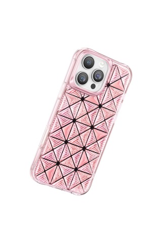 İphone 16 Pro Max Uyumlu Kılıf 3d Buz Blok Desenli Zore Paris Kairo Tpu Kapak Pembe