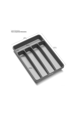 Springsun 5 Bölmeli Pratik Çatal Kaşık Organizatörü - Mutfak Çekmecesi İçin Kompakt Saklama Tepsisi Gri