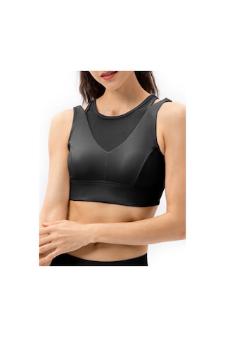 Gajeena Kadınlar İçin Yoga Spor Sütyeni - Çıkarılabilir Pedli, Arkadan Fermuarlı, Nefes Alabilen Kumaş SiYAH