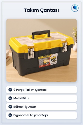 Takım Çantası 'luk Metal Kilitli 9 Parça Ev Atölye Hırdavat Avada