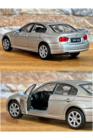 Bmw 330i Çek Bırak Die - Cast Metal Model Araba - Gri 11.5 Cm
