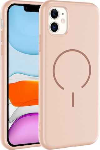 Apple Uyumlu iPhone 11 Kılıf M-safe Şarj Özellikli Zore Meta Kapak Rose Pembe