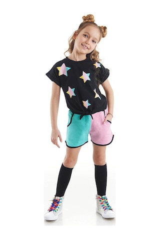 Denokids Mshb&g Renkli Yıldız Kız Çocuk T-Shirt Şort Takım Çok Renkli