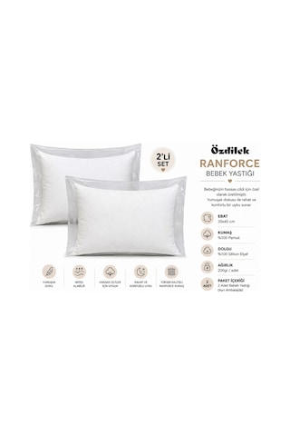 Özdilek 2li Paket Ranforce Silikon Bebek Yastığı 35x45 Beyaz