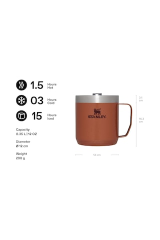 Stanley Classic Legendary Camp Mug Paslanmaz Çelik Termos Bardak, Kil Rengi Hammertone Clay , 0.35 Litre Çok Renkli