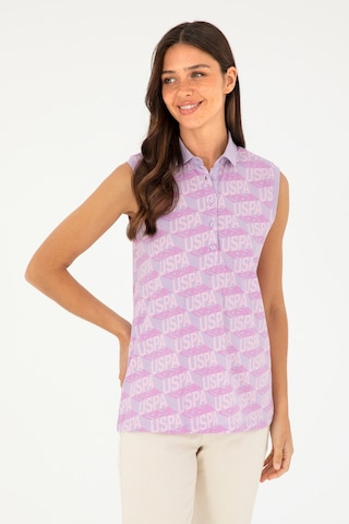 U.S. Polo Assn. Kadın Lila Kolsuz Polo Yaka Tişört 50282902-VR034